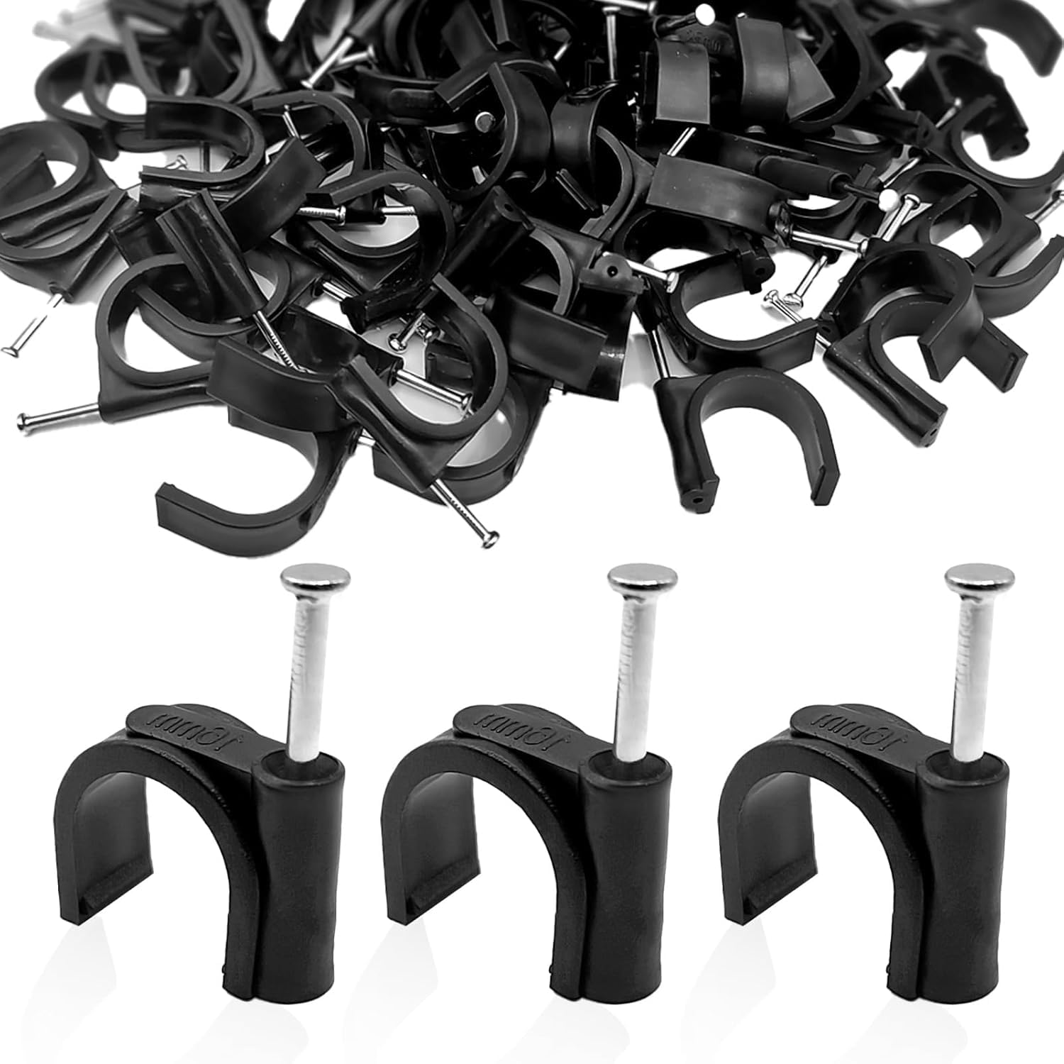 50 Pcs 1/2 Inch Black PEX Pipe Hangers - J-Hook Nail on Clamps for 1/2