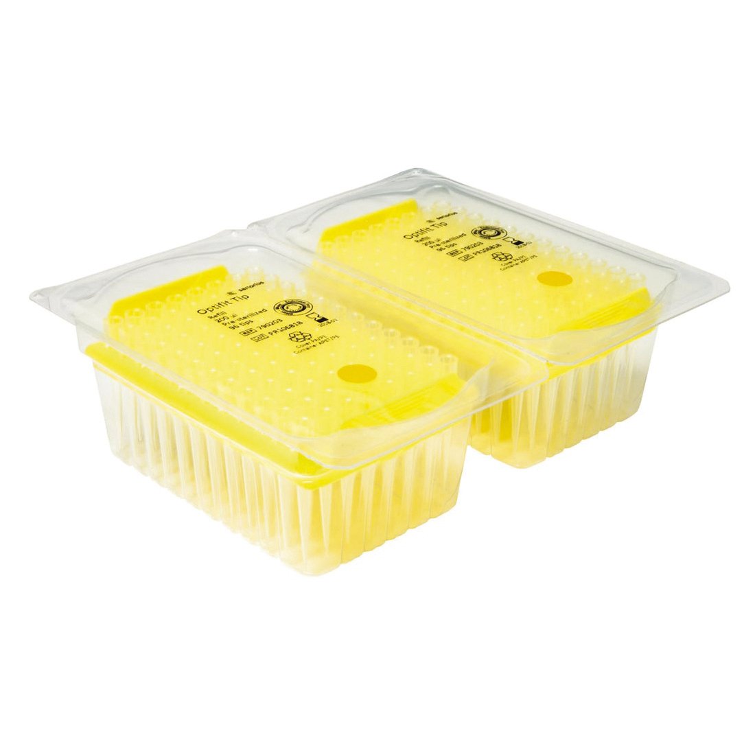 Sartorius 790203 Sterile Polypropylene Optifit Pipette Tips - 5-200µl Volume Range, 51mm Length, Yellow (Case of 1440) - Ideal for Laboratory Research, PCR Testing & Cell Culture Work