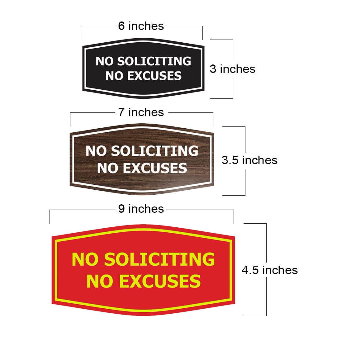 No Soliciting Sign - Large Red 'No Excuses' Door Sign for Home & Business | Deter Unwanted Visitors & Salespeople
