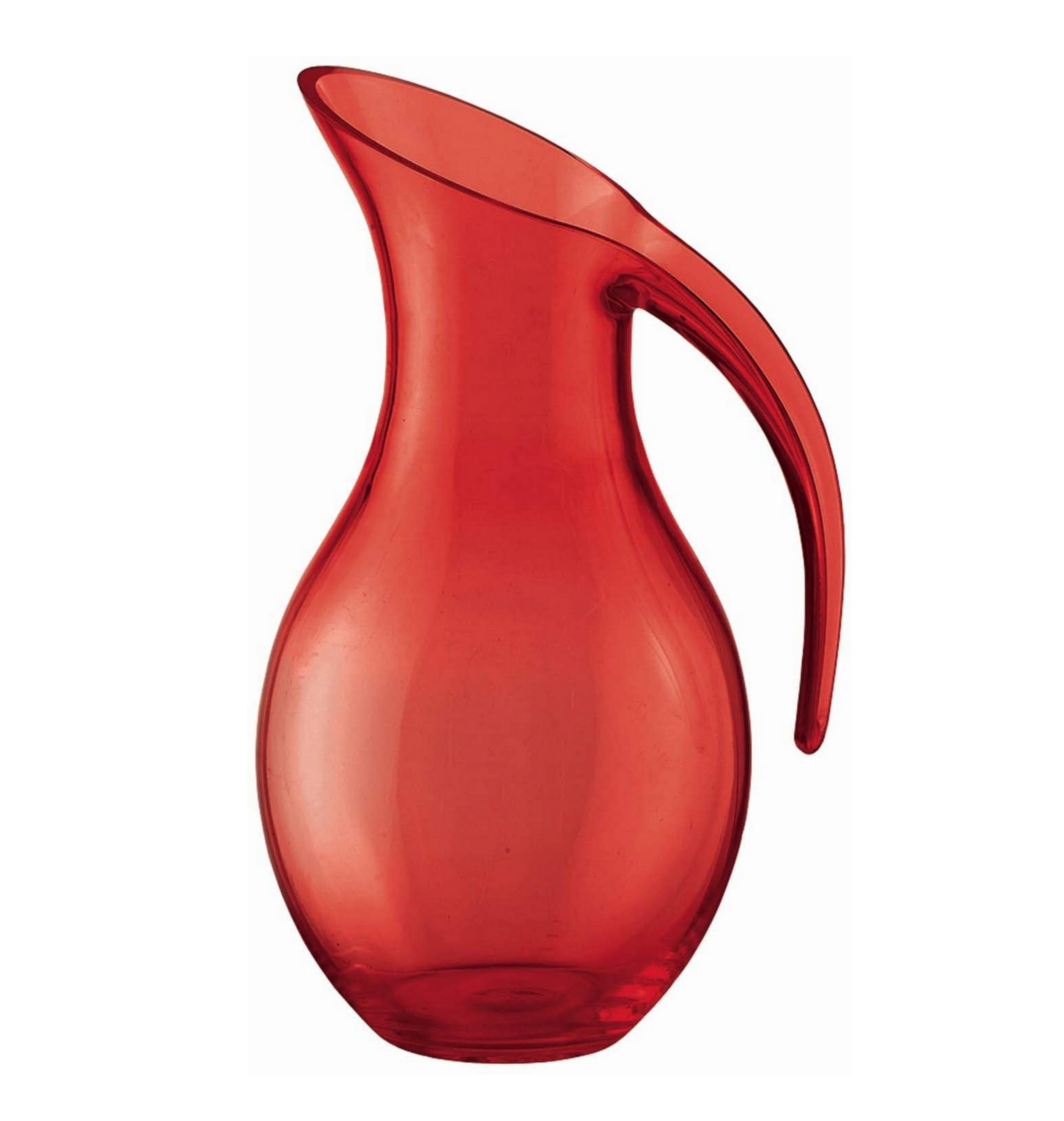 Guzzini 54oz Transparent Red Happy Hour Pitcher - Large Beverage Dispenser for Cocktails, Lemonade & Iced Tea - Perfect for Parties, BBQs & Outdoor Gatherings