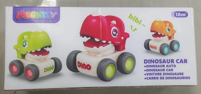 MOONTOY Dinosaur Push and Go Cars for Toddlers 1-3 Years Old | 3PCS No Battery Required Toy Cars | Perfect Birthday Gift for 1 Year Old Boys | Fun Early Learning Toys for 12-18 Month Olds | Great for Indoor Play, Daycare & Preschool Activities