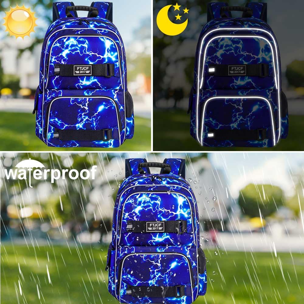 AGSDON 17 Inch Laptop Backpack - Anti-Theft Water Resistant School Bookbag for College Students, Teens & Men | Perfect for School, Work, Travel & Daily Commute (Blue)