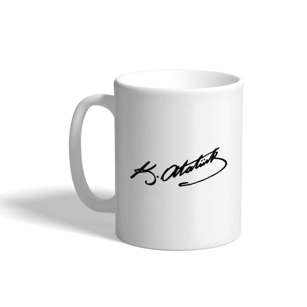 Funny Ceramic Coffee Mug with Ataturk Signature - 11oz White Tea Cup for Office, Home & Gifts - Durable & Dishwasher Safe