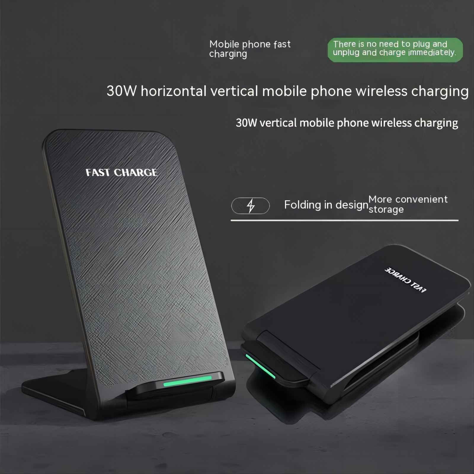 15W Fast Wireless Charging Station with Sleep-Friendly Adaptive Light - Compatible with Samsung Galaxy, Google Pixel, LG & More Qi-Enabled Devices (Black) | Perfect for Bedside, Office & Travel Charging