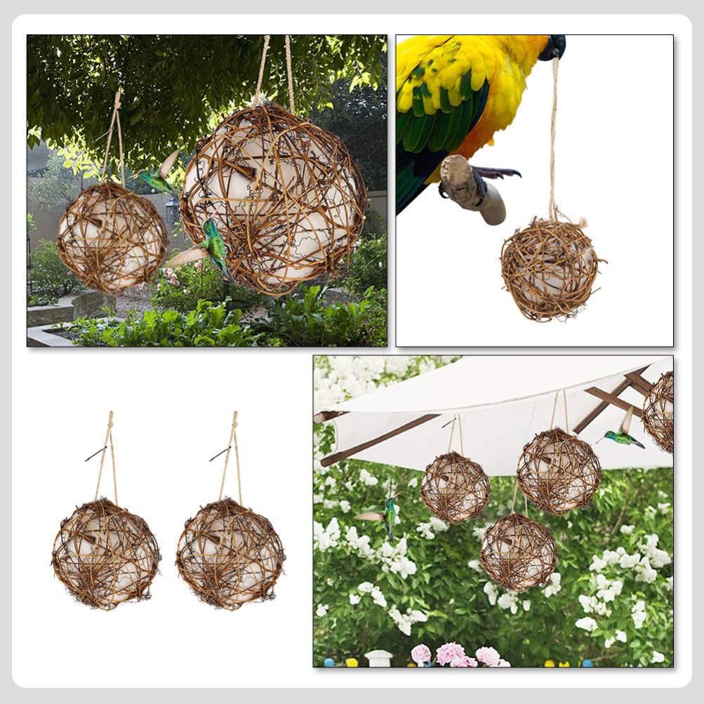 GANAZONO Ceramic Hummingbird Garden Decor - 2 Pack Bird Toys with Nesting Materials for Outdoor Hummingbirds & Parrots | Perfect for Birdhouses, Gardens & Backyard Wildlife Watching