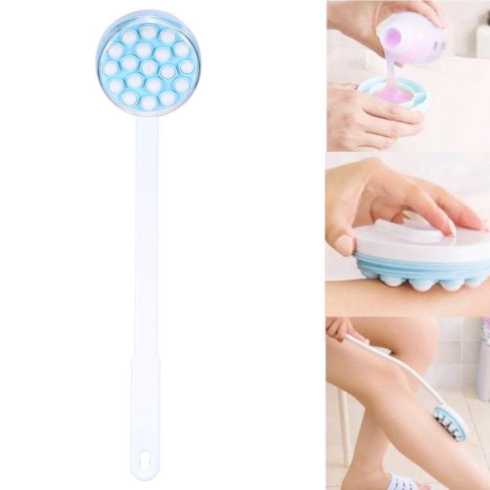 Long Handle Body Bath Massager - Back, Leg & Skin Lotion Applicator for Shower & Spa - Oil & Cream Brush Massaging Tool for Relaxation & Exfoliation