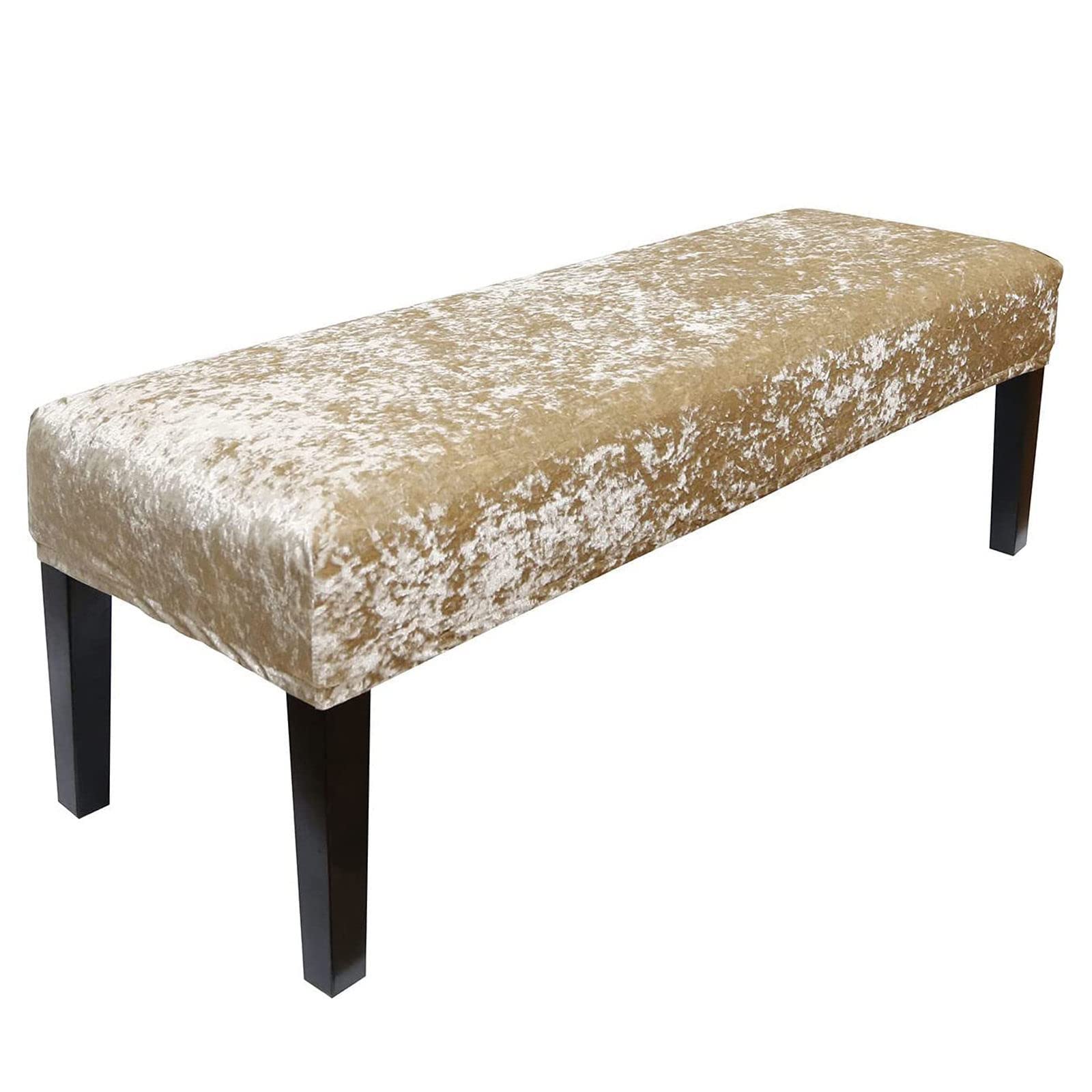 Rectangle Velvet Plush Dining Room Bench Covers - Soft Upholstered Slipcover, Removable & Washable Seat Protector for Piano, Living Room, Kitchen & Bedroom - Champagne Color, Large Size - Perfect for Home Decor & Furniture Protection