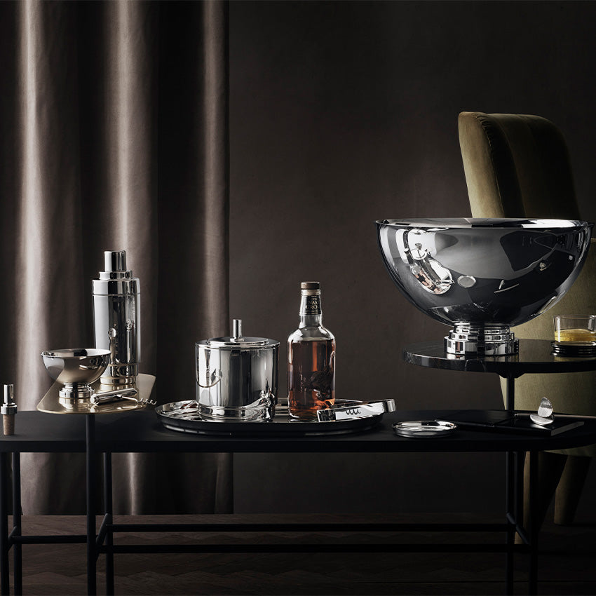 Georg Jensen Manhattan Coaster Set - Premium Stainless Steel Drink Coasters for Home & Bar - Elegant Silver Drink Holders for Coffee Tables, Dining Tables & Office Desks