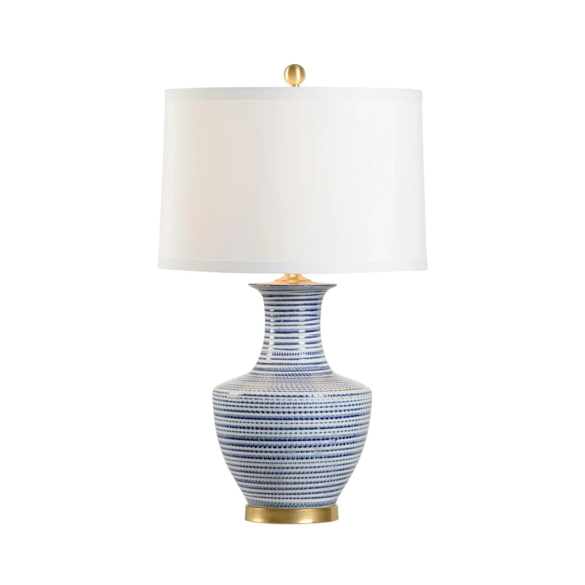 Blue and White Textured Ceramic Table Lamp - Modern Home Decor for Bedroom, Living Room & Office - Handmade Ceramic Lamp with Unique Texture Design