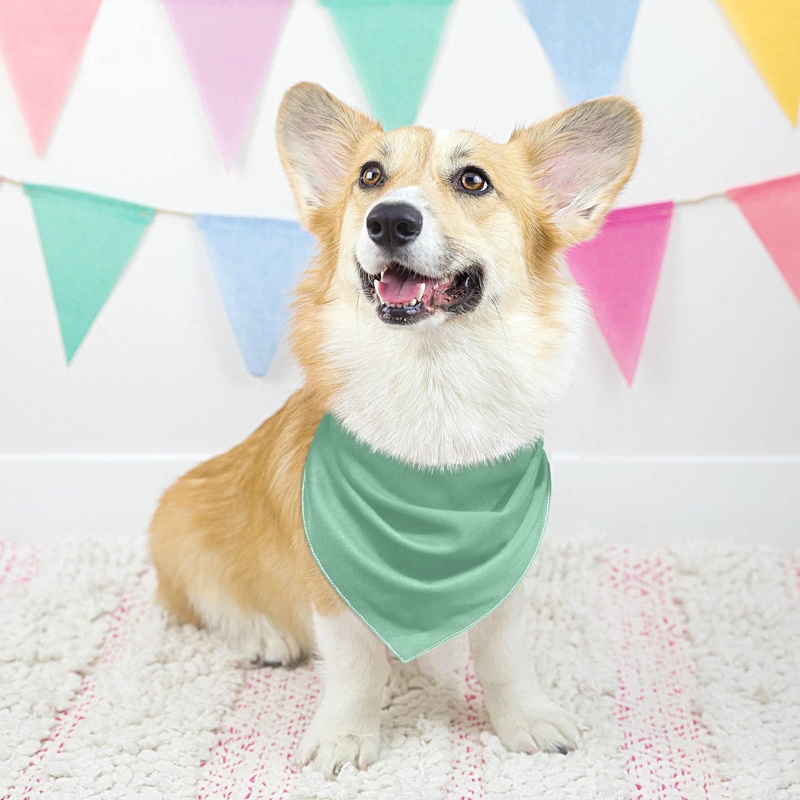 2 Pack Sage Green Milk Silk Dog Bandanas - Adjustable Snap Button Triangle Pet Scarf for Small to Large Dogs & Cats | Holiday Pet Accessories, Birthday Gifts & Photo Shoot Outfits
