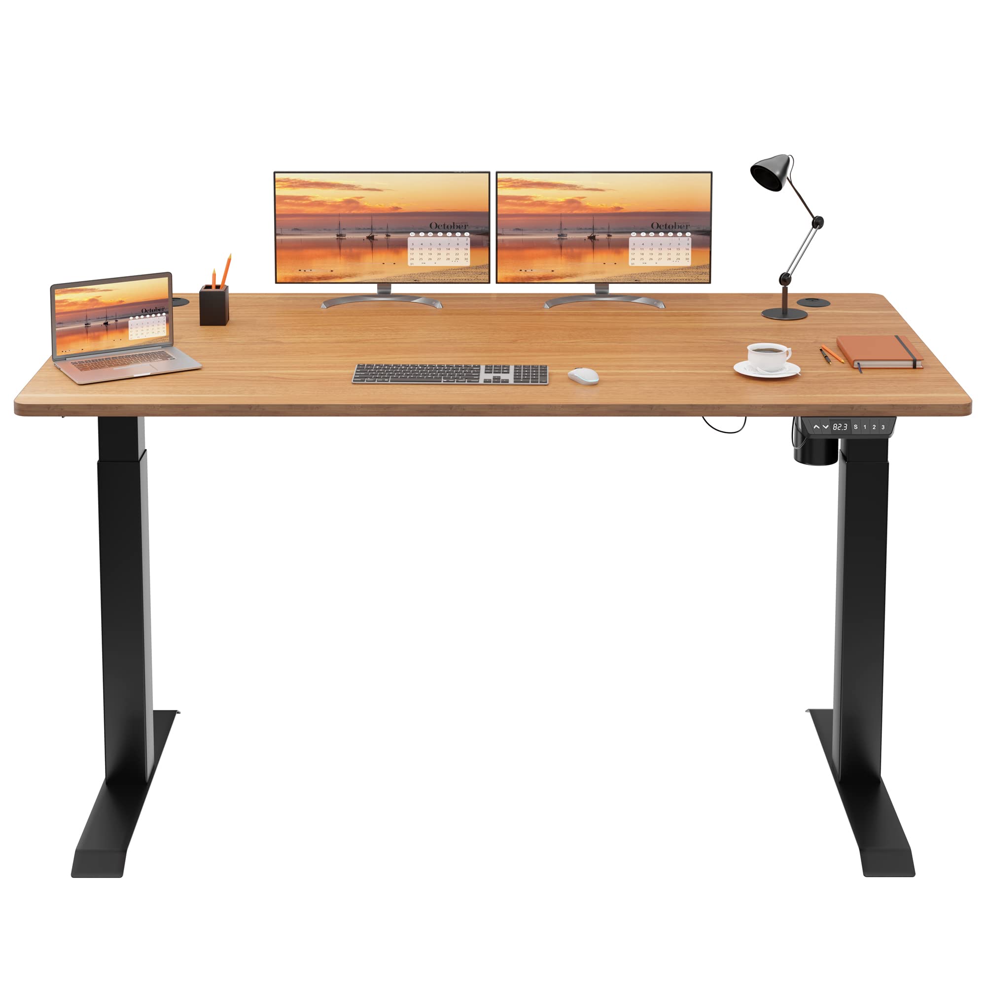 Meilocar Electric Standing Desk - Height Adjustable Sit Stand Computer Desk with Memory Controller, 63