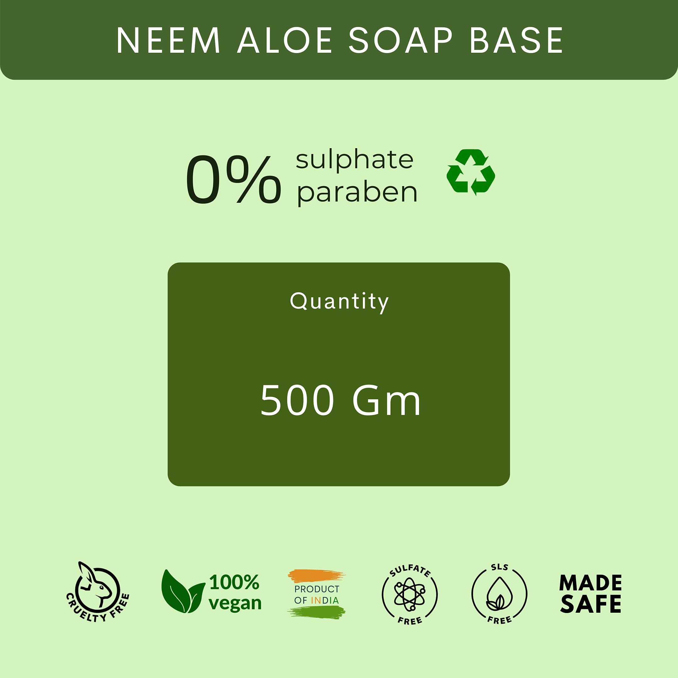 VEDANUM Neem Aloe Vera Melt and Pour Clear Soap Base - 500g Sulfate & Paraben Free for DIY Soap Making | Handmade Soap Crafting, Gifts & Skincare Routine