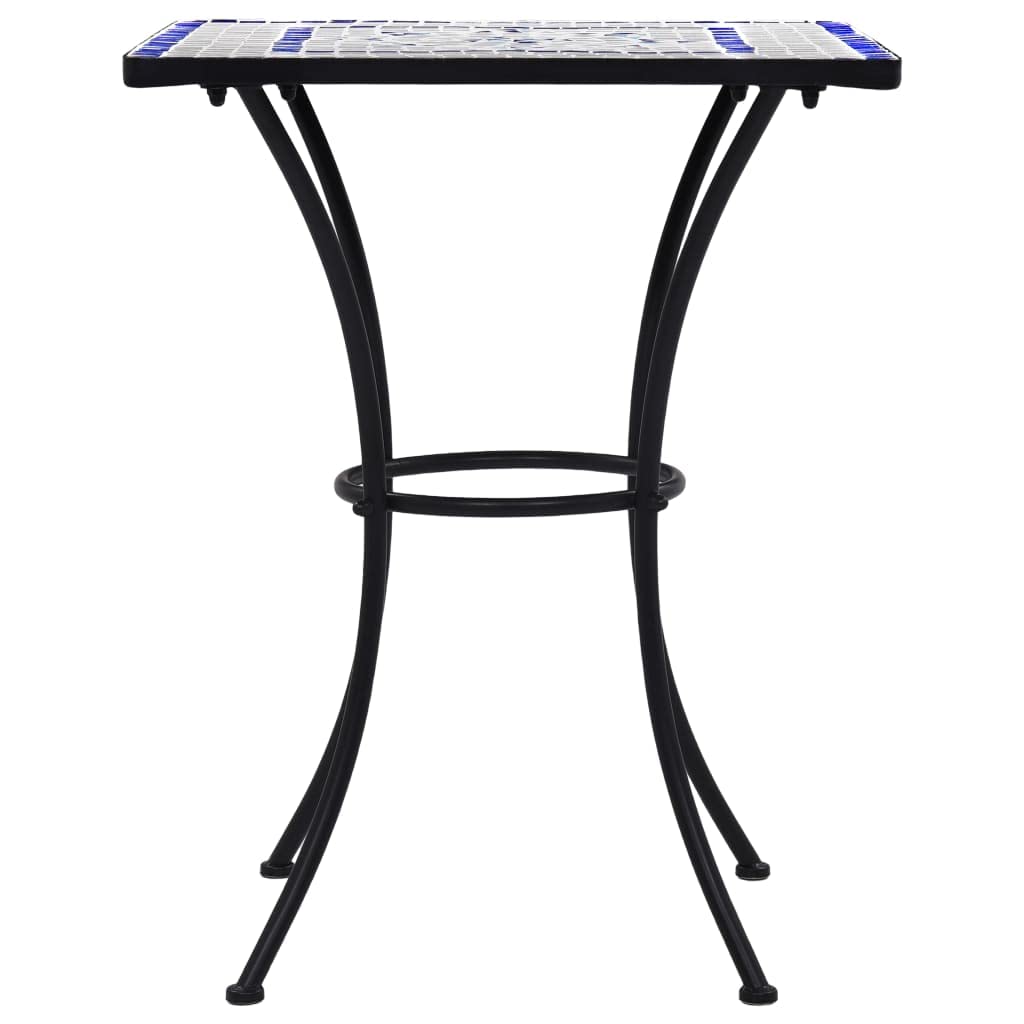 Outdoor Patio Furniture Set 3-Piece Mosaic Bistro Table and Chairs - Blue and White Ceramic Tile Conversation Set for Garden, Porch, Backyard | Perfect for Outdoor Dining, Relaxing & Entertaining Guests