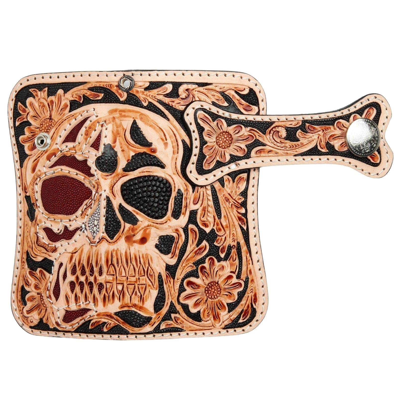 Skull Devil Rider Leather Chain Biker Wallet for Men - Gothic Punk Motorcycle Wallet with Metal Chain - Perfect for Bikers, Rockers, and Gift Giving