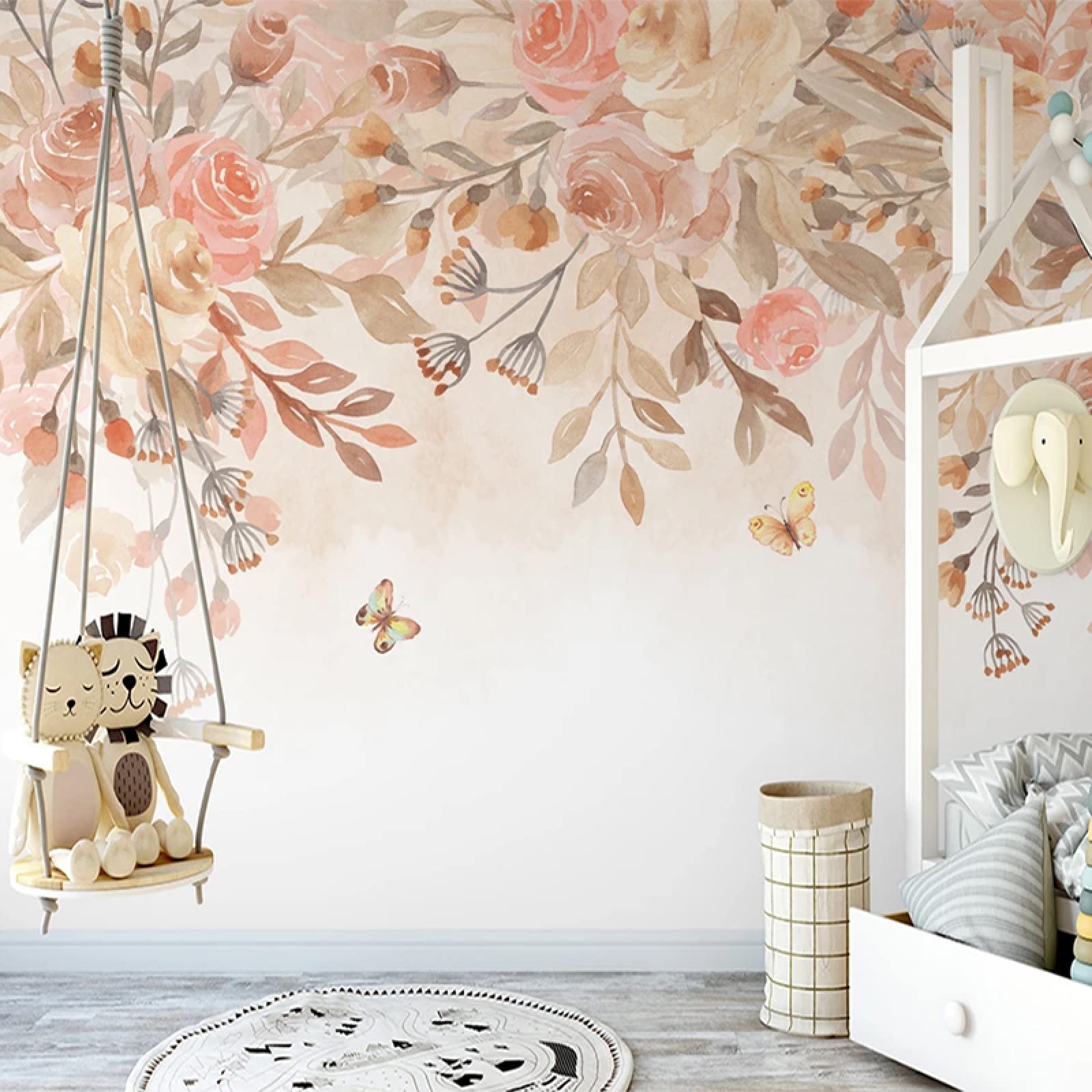 Nordic Style Floral Pastoral 3D Wallpaper - Custom Photo Waterproof Mural Painting for Living Room, Dining Room & Bedroom Decor - 10'10'' x 6'11'' - Perfect for Vintage Home, Apartment & Office Wall Design