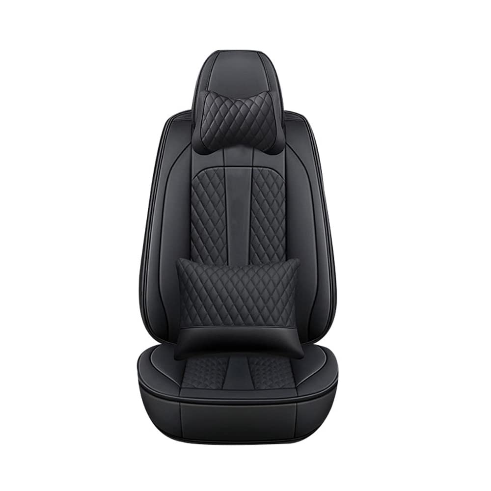 Premium Universal Car Seat Covers Full Set - 5-Seat Luxury Leather Protectors for Honda Civic & Other Vehicles | Waterproof & Comfortable Cushion Accessories (Black) | Perfect for Road Trips, Daily Commutes & Family Protection