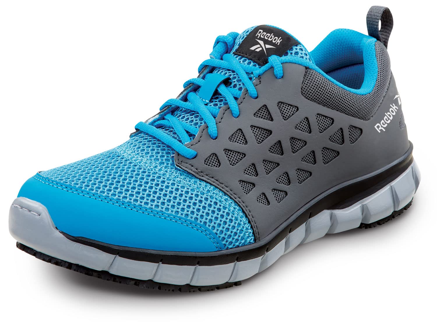 **Reebok Men's Sublite Cushion Work Shoes - Athletic Style, Slip-Resistant MaxTrax Outsole, Soft Toe for Comfort & Safety - Ideal for Construction, Warehouse & Industrial Work**