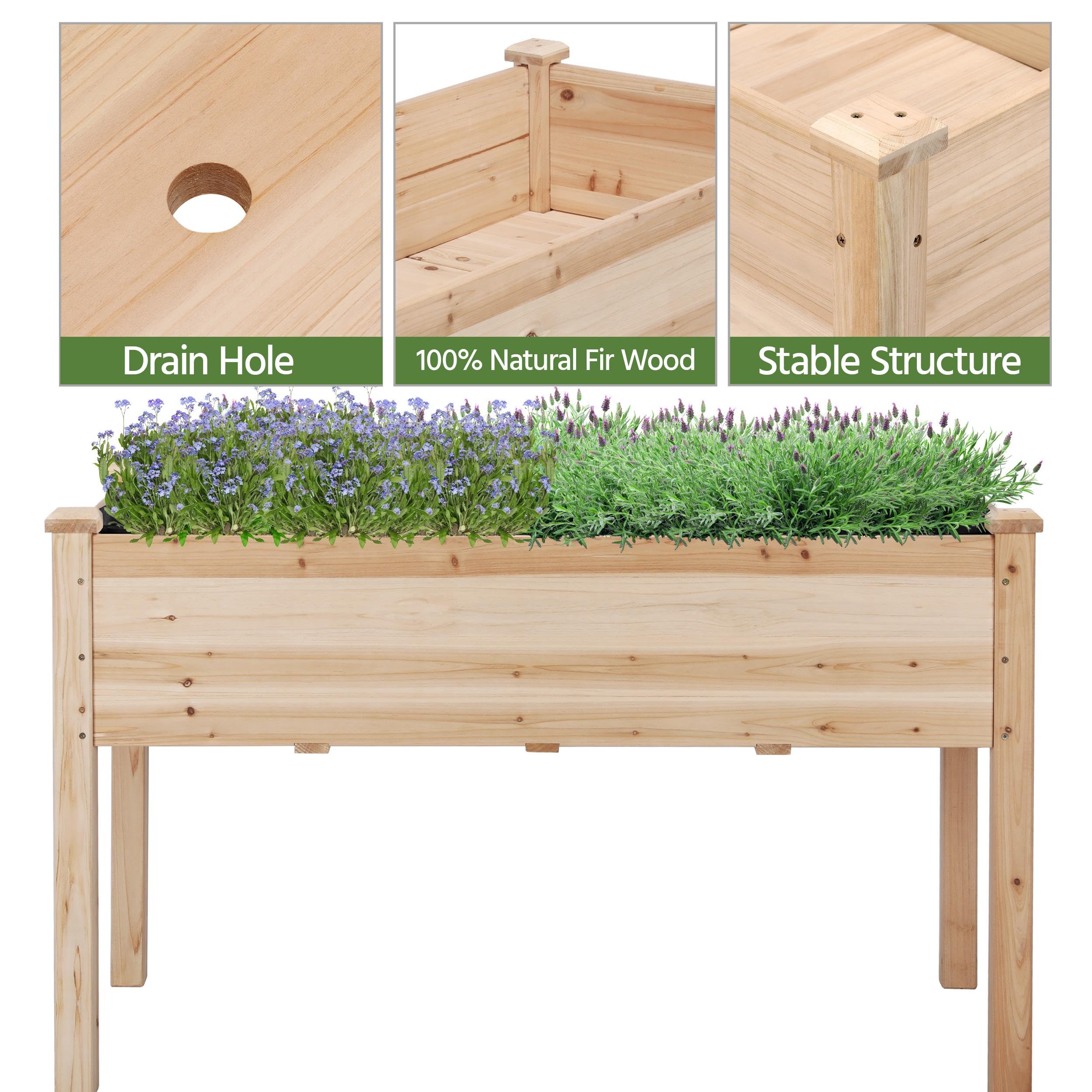 Topeakmart 48 x 23 x 30 Inch Wooden Raised Garden Bed Planter Box with Legs - Elevated Outdoor Gardening Box for Flowers, Vegetables, Herbs, Tomatoes - Perfect for Backyard, Patio, Balcony Gardening (Set of 2)