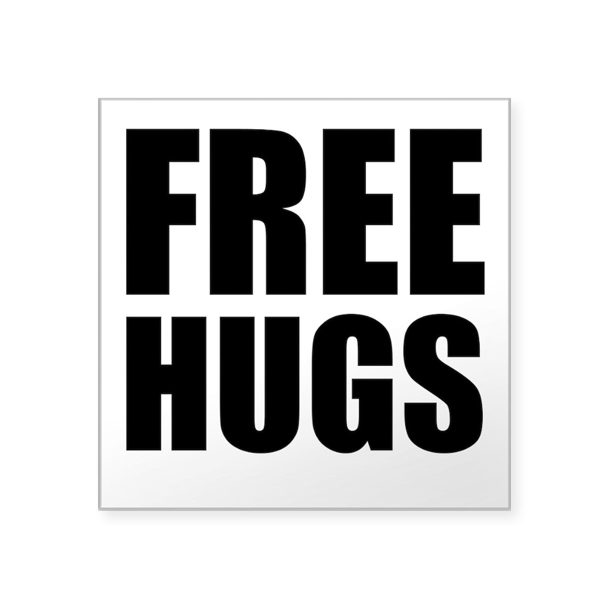 Free Hugs Square Bumper Sticker 3x3 Inch - Car Decal, Laptop, Water Bottle & Notebook Decoration - Funny Positive Vibes Sticker for Cars, Windows, Gifts