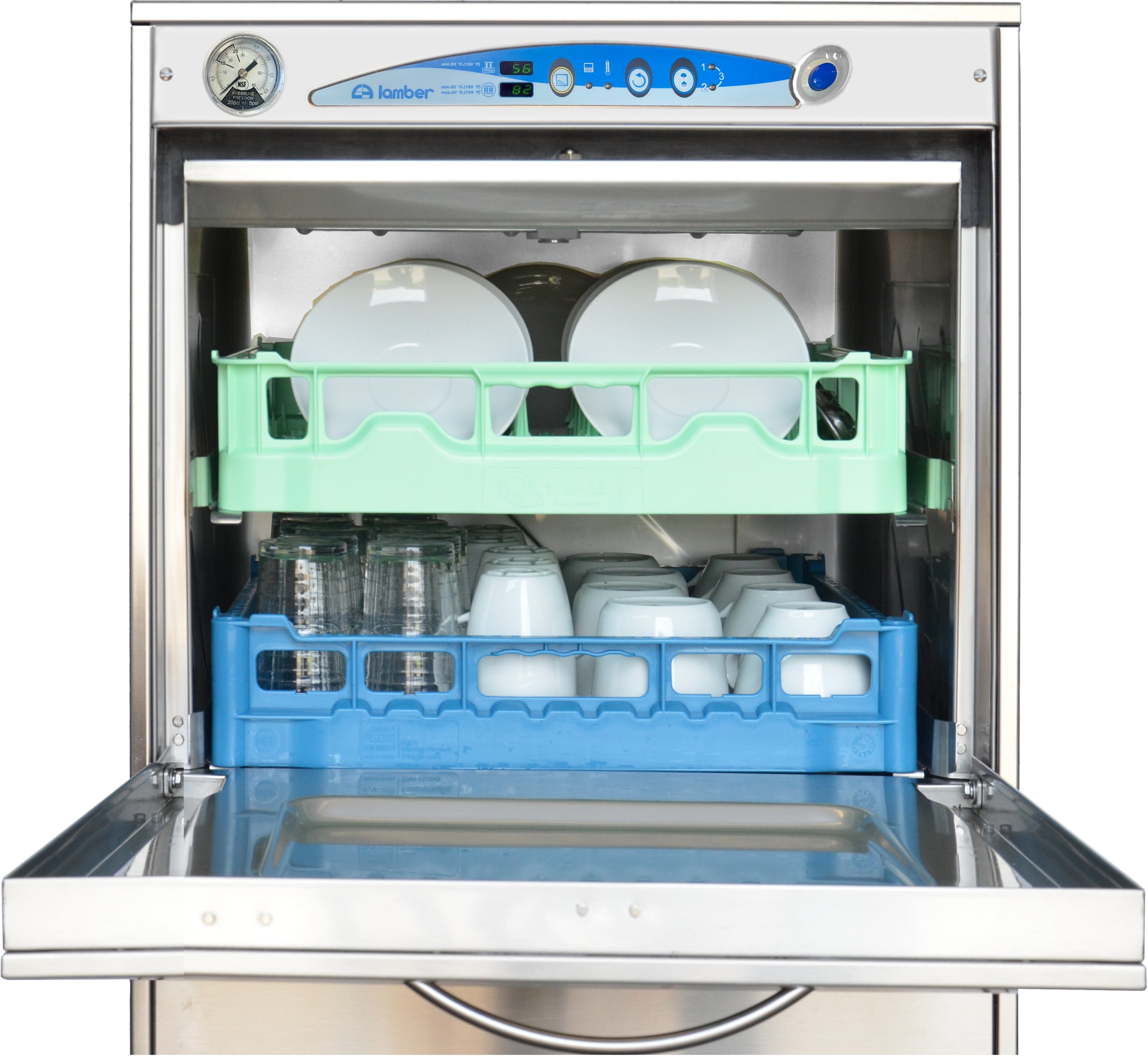 Lamber Undercounter Dishwasher - High Temperature Commercial Dishwasher with 30 Racks/Hour Capacity - Perfect for Restaurants, Cafes, and Catering Businesses