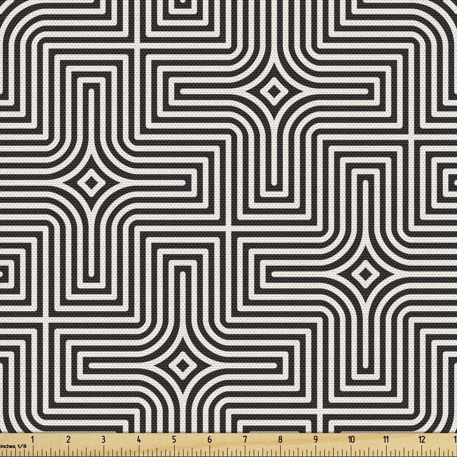 Ambesonne Abstract Fabric by The Yard - Optical Illusion Inspired Modern Geometric Upholstery Fabric for Sofa, Curtains & Home Decor (10 Yards, Dark Grey & Eggshell) | Perfect for DIY Projects, Furniture Makeovers & Wall Hangings