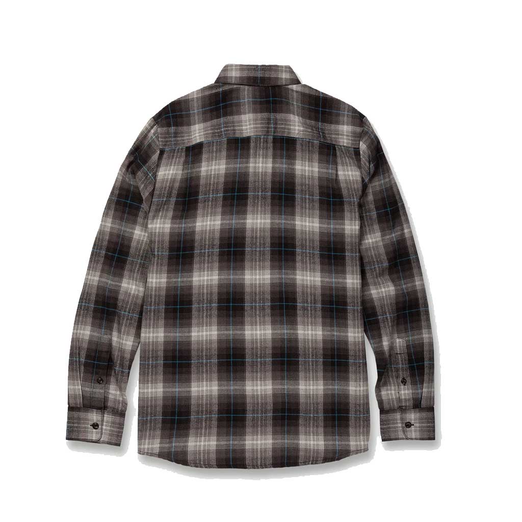 Brixton Kemostone Long Sleeve Flannel Shirt for Men - Black Plaid Casual Button Up Shirt for Fall & Winter Outdoor Activities