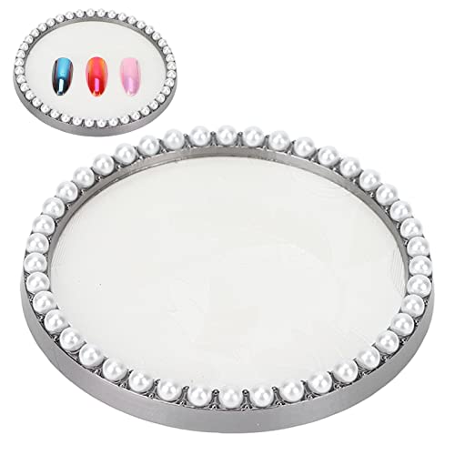 Premium Resin Nail Art Palette - Professional Nail Color Mixing Board with Faux Pearls for Gel Polish Display | Perfect for Nail Salons, Home Manicures & DIY Nail Artists | Elegant Nail Art Design Tool for Creative Color Blending