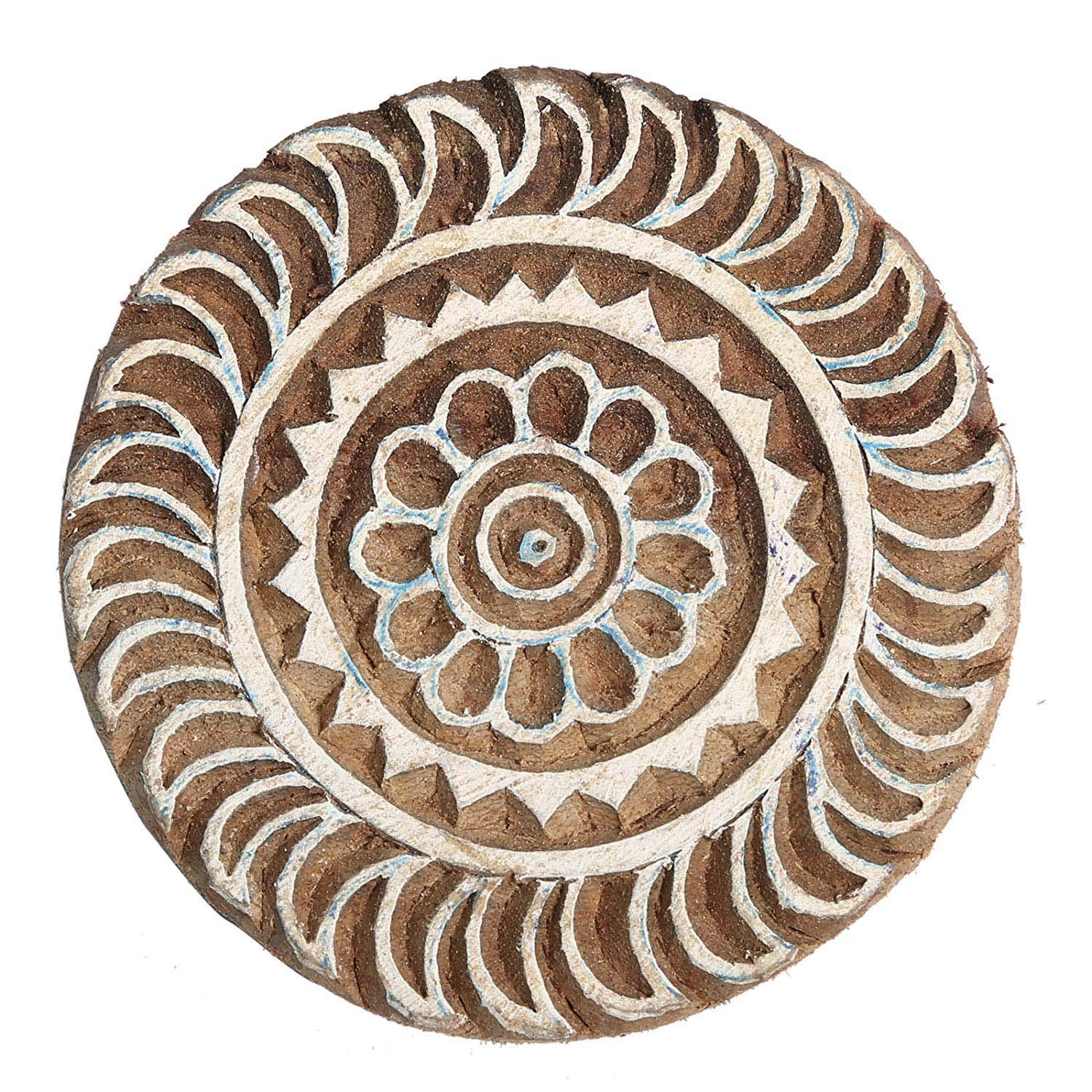Hand Carved Wooden Stamp for Textile Printing - Sharvgun Brown Block Print - Perfect for DIY Crafts, Fabric Stamping, and Scrapbooking