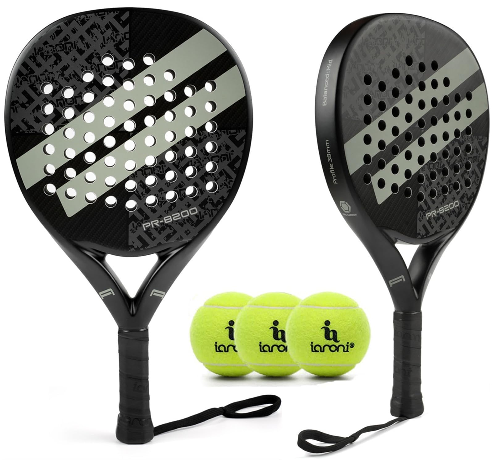 Premium Carbon Fiber Padel Racket with EVA Memory Flex Foam Core - Lightweight Tennis Paddle for Competitive Play & Training - Perfect for Indoor/Outdoor Padel Courts
