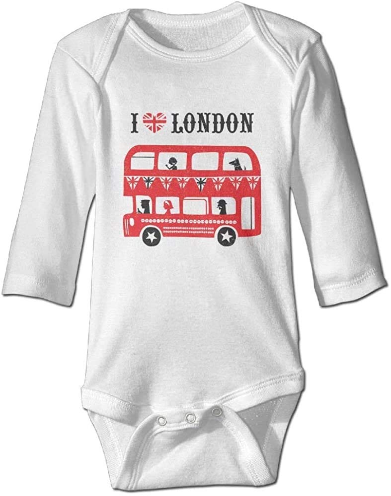 I Love London Soft Cotton Long Sleeve Unisex Baby Bodysuit - 100% Cotton Infant Onesie for 0-3 Months - White Cute Newborn Outfit for Photo Shoots & Family Gatherings