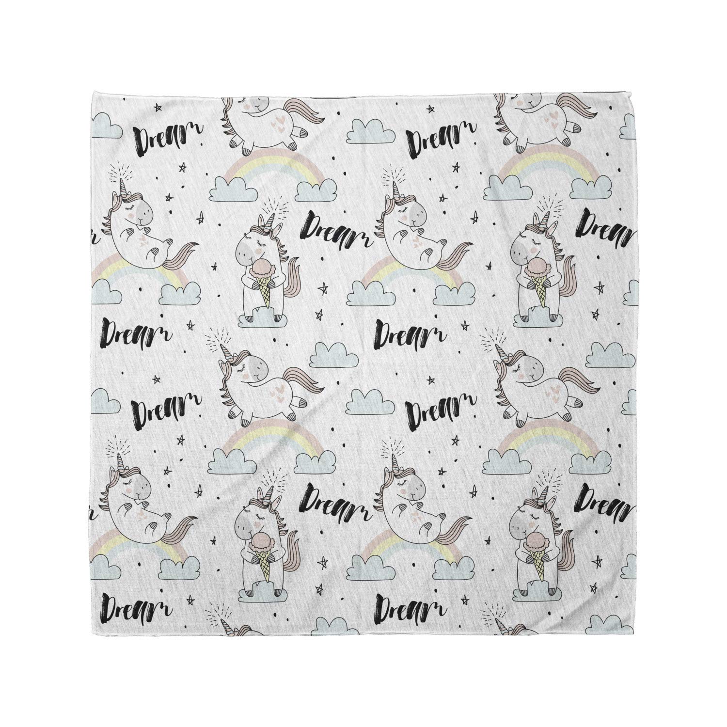 Ambesonne Unicorn Party Bandana - Mythical Horse Flying Design - Unisex Head & Neck Scarf for Festivals, Cosplay & Costume Parties
