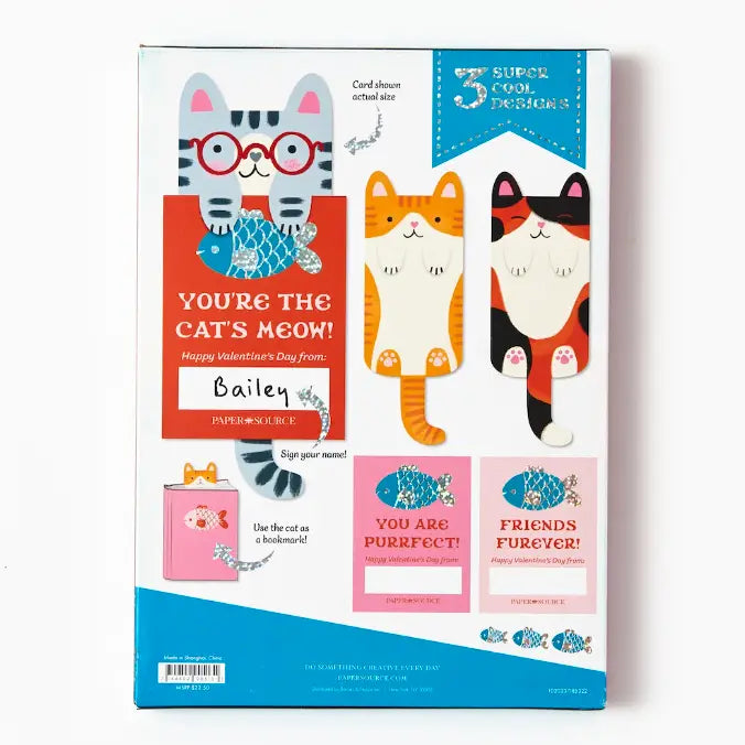 Valentine's Day Cat Bookmark - Cute Animal Bookmark for Kids & Adults - Perfect Gift for Book Lovers & Cat Enthusiasts - Use for Reading, Gifts, School & Library