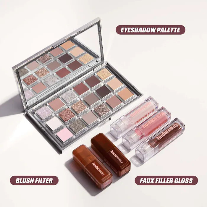 Huda Beauty Icy Nude Eyeshadow Palette - Neutral Matte & Shimmer Shades for Everyday & Party Makeup Looks