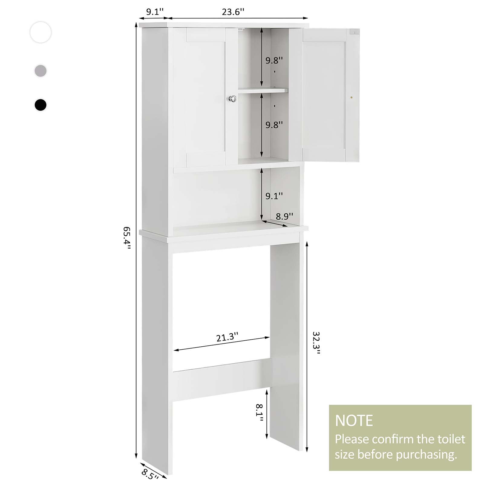 Meilocar Over The Toilet Storage Cabinet - White Bathroom Organizer with Adjustable Shelves & Open Storage | Space-Saving Bathroom Cabinet for Toiletries, Towels & Essentials - Perfect for Small Bathrooms & Apartment Living