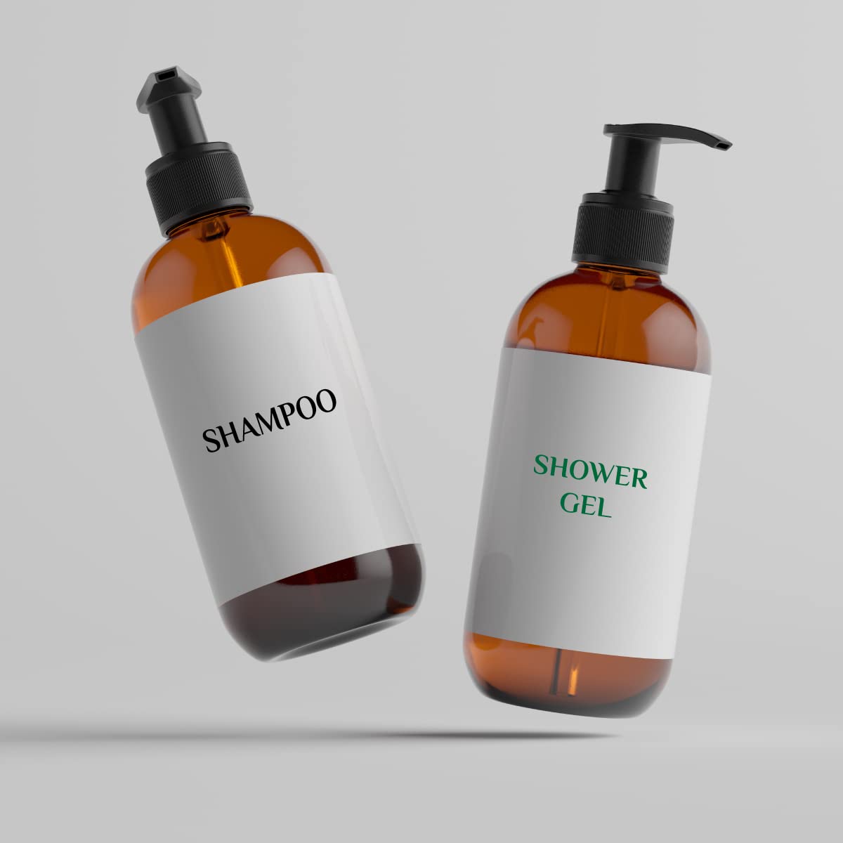 Forest Clay Empty Plastic Pump Bottles 300ml (Pack of 2) - Clear Refillable Shampoo & Lotion Dispenser for Liquid Soap, Massage Oil | Durable Portable Cylinder Containers | Perfect for Travel, Gym & Home Organization