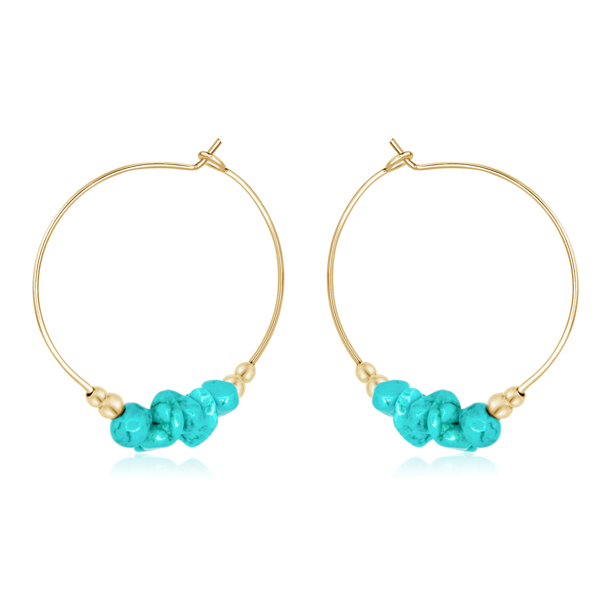 Turquoise Crystal Chip Large Hoop Earrings for Women - Boho Chic Statement Jewelry for Parties, Weddings & Everyday Wear