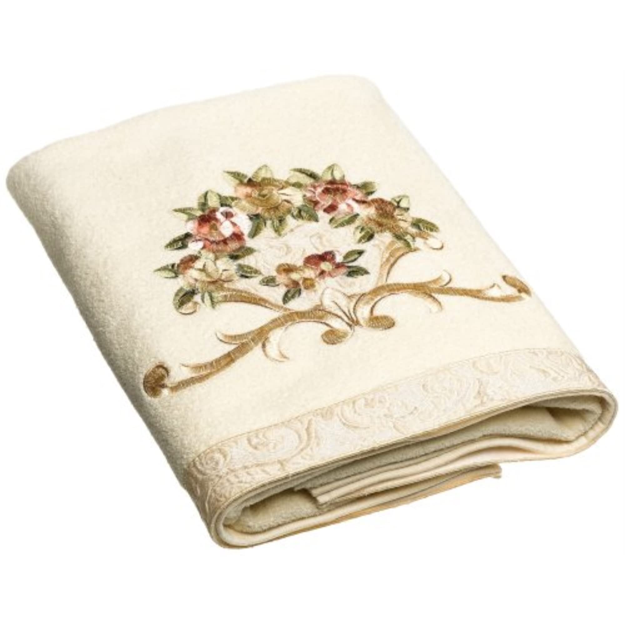 Avanti Linens Rosefan Bath Towel Set - Super Soft & Absorbent Ivory Cotton Towels for Spa, Bathroom & Beach | Luxury Hotel Quality