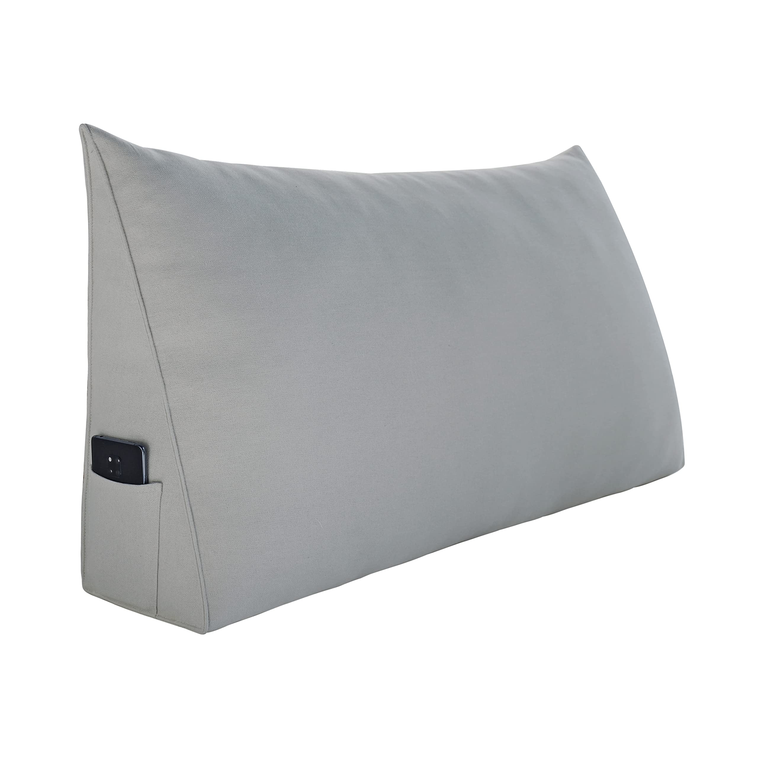 Johnear Wedge Pillow - Cotton Linen Triangular Backrest for Sofa & Bed Support - California King Gray