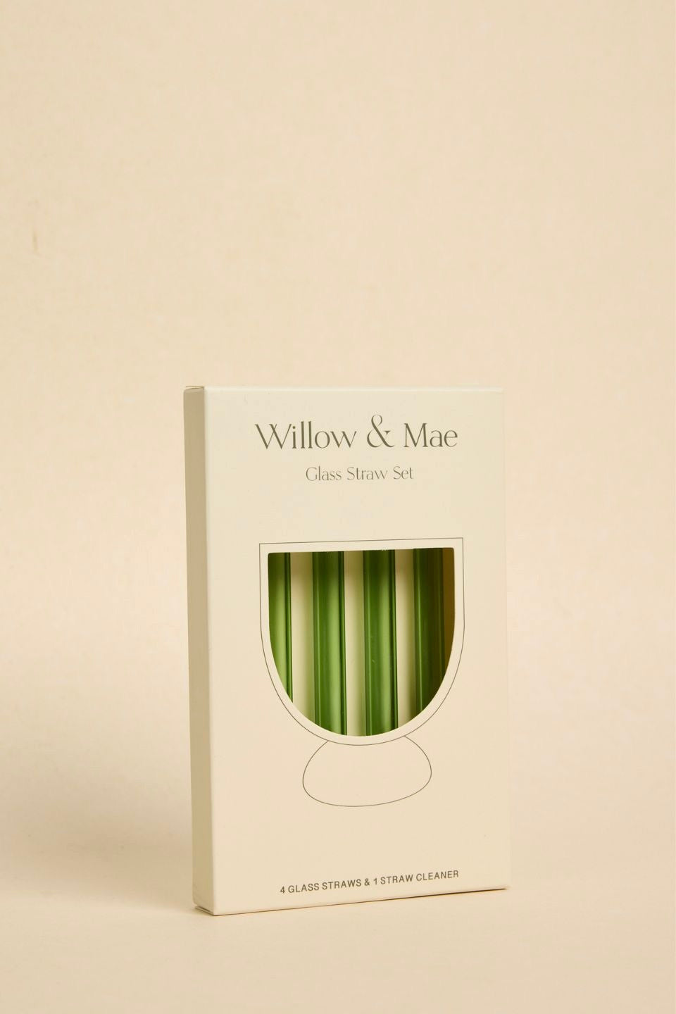 Eco-Friendly Green Cocktail Short Reusable Glass Drinking Straws - Set of 4 - Perfect for Cocktail Parties, Iced Coffee, and Smoothies at Home or Bars