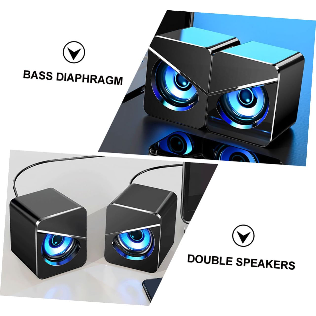 Uonlytech 1 Pair Coaxial Stereo Speakers for PC/Computer - High Quality Sound for Home, Office & Gaming - Perfect for Music, Movies & Video Conferencing