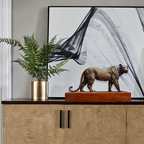 Handcrafted Pure Copper Leopard Sculpture - Chinese Style Home Decor for Living Room, Office & Gifts | Feng Shui Lucky Animal Statue for Wealth & Prosperity