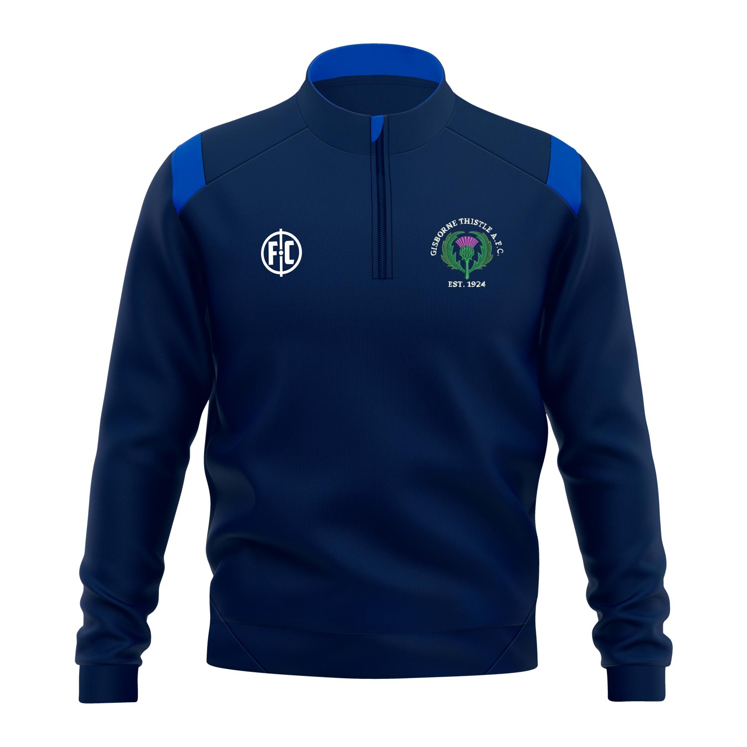 Gisborne Thistle AFC Club Contrast 1/4 Zip Pullover - Men's Athletic Training Top for Soccer Fans & Players - Perfect for Practice, Games & Casual Wear
