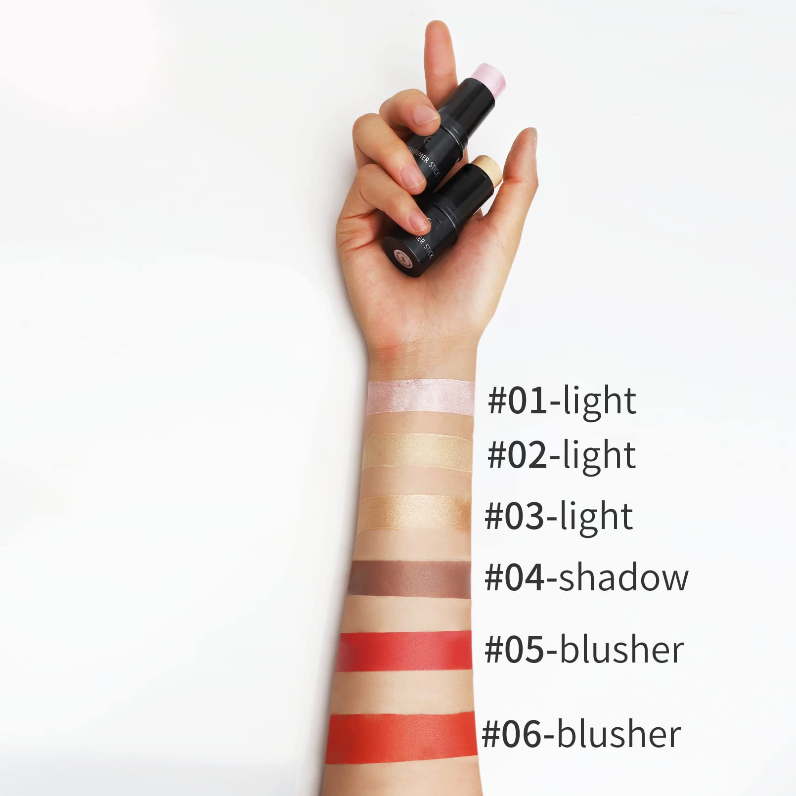 Long Lasting Shimmer Highlighter Stick & Blush Stick Set for Lips, Cheeks & Contour - Moisturizing Makeup Sticks for Mature Skin & Older Women, Brightening Face Cosmetics (03 Brighten) - Perfect for Everyday Glow & Special Occasions