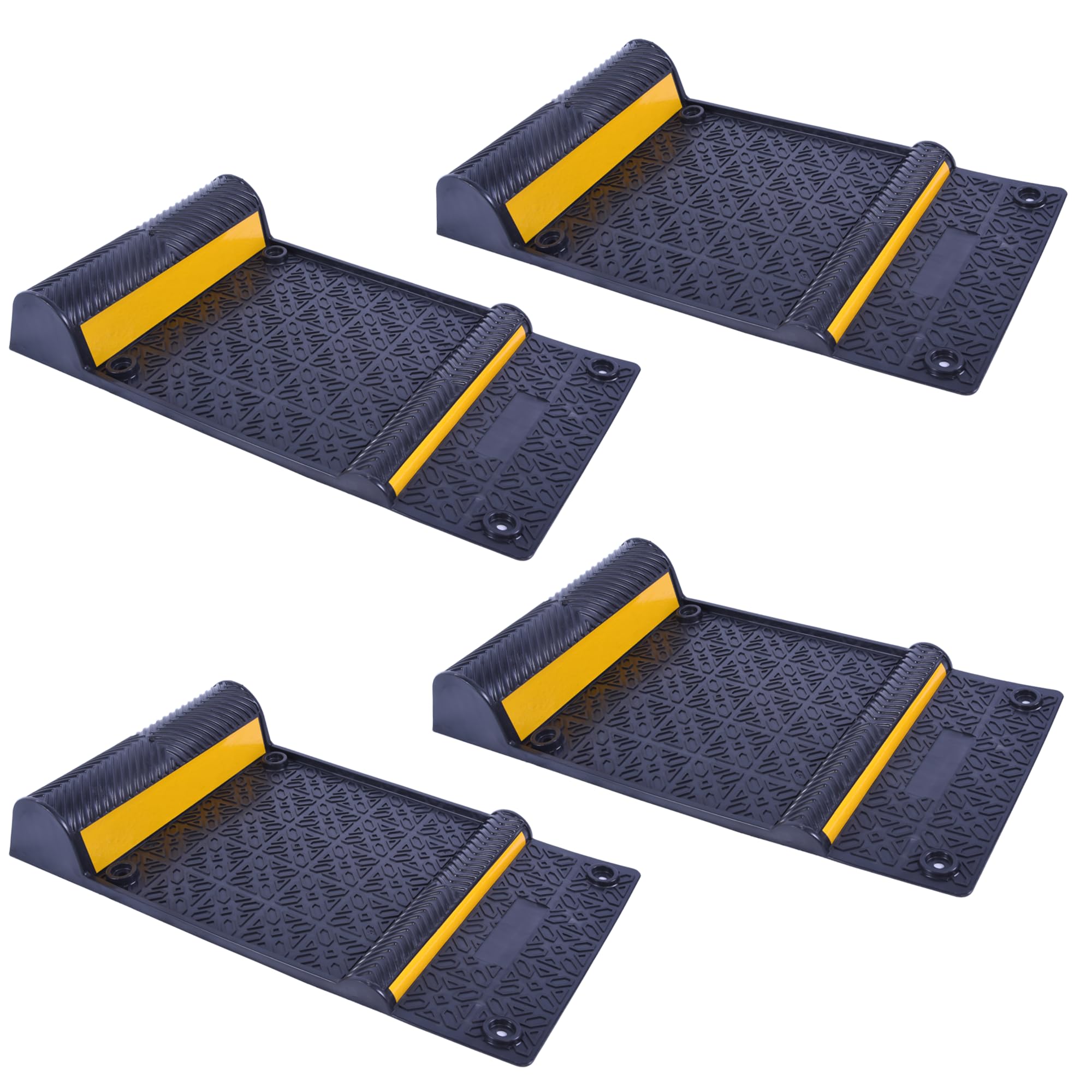 OrangeStar 4 Pack Heavy Duty PU Parking Guide Mat with Reflective Stripe - 21