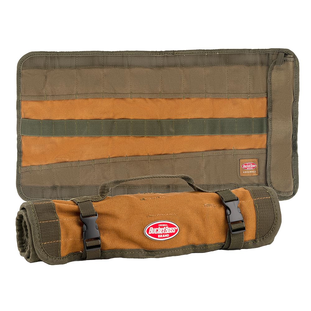 Bucket Boss 70004 Original Series Tool Roll & Tool Bags - Durable Brown Organizer for Mechanics, Electricians & DIY Projects | Perfect for Workshop, Garage & Job Site Organization