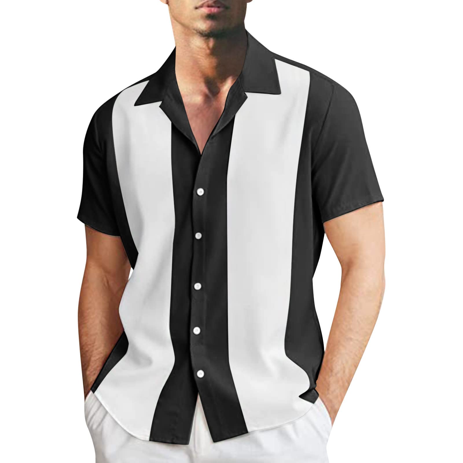 Hawaiian Shirt for Men - Summer Casual Short Sleeve Button Down Shirt with Tropical Print | Slim Fit Lapel Henley T-Shirt | Beach Vacation, Luau Party & Outdoor Wear