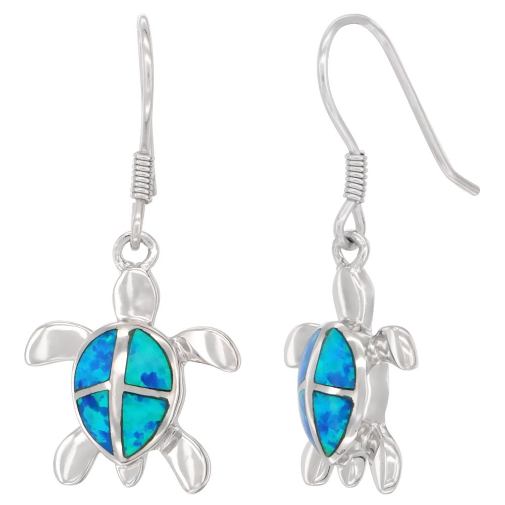 Sterling Silver Turtle Earrings with Synthetic Opal Inlay - Elegant Handmade Jewelry for Women, Perfect Gift for Nature Lovers, Birthday, Anniversary & Everyday Wear