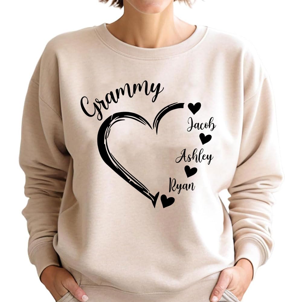 Personalized Grandma Sweatshirts for Women - Custom Mother's Day Gifts for Grandma & Nana - Cozy Pullover for Family Reunions, Birthday Celebrations & Holiday Gatherings