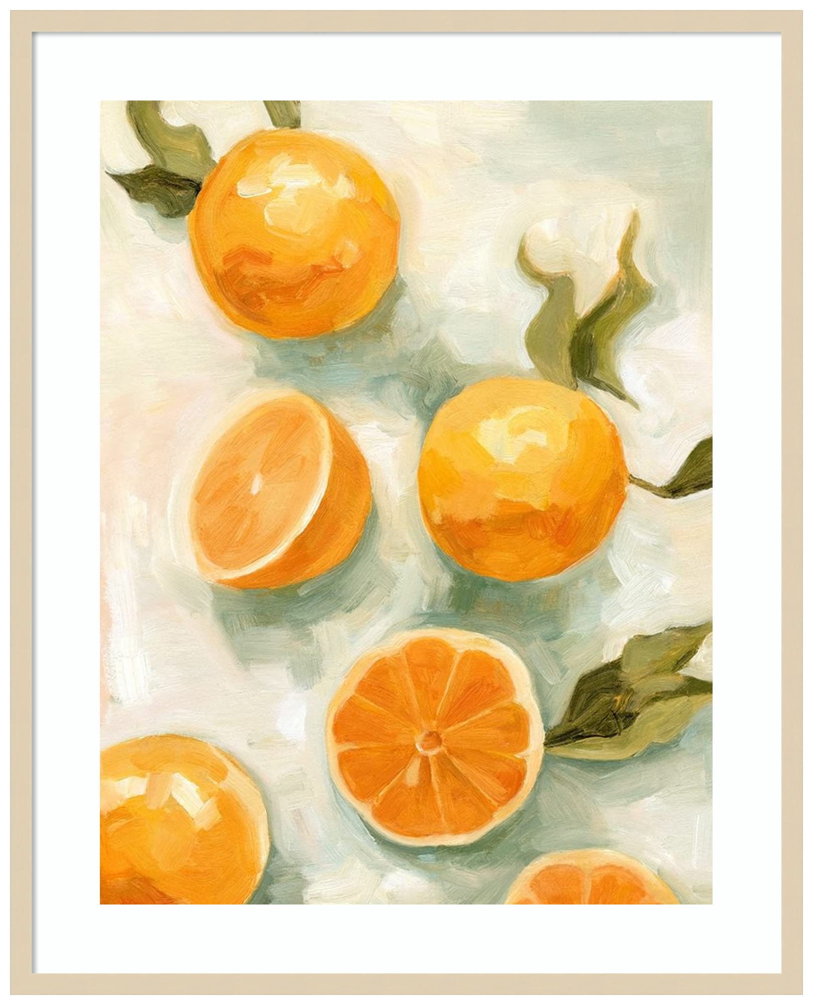 Emma Scarvey Fresh Citrus V Framed Wall Art Print - 33x41 Inches, Natural Wood Frame - Large Wall Decor for Living Room, Kitchen, Dining Room