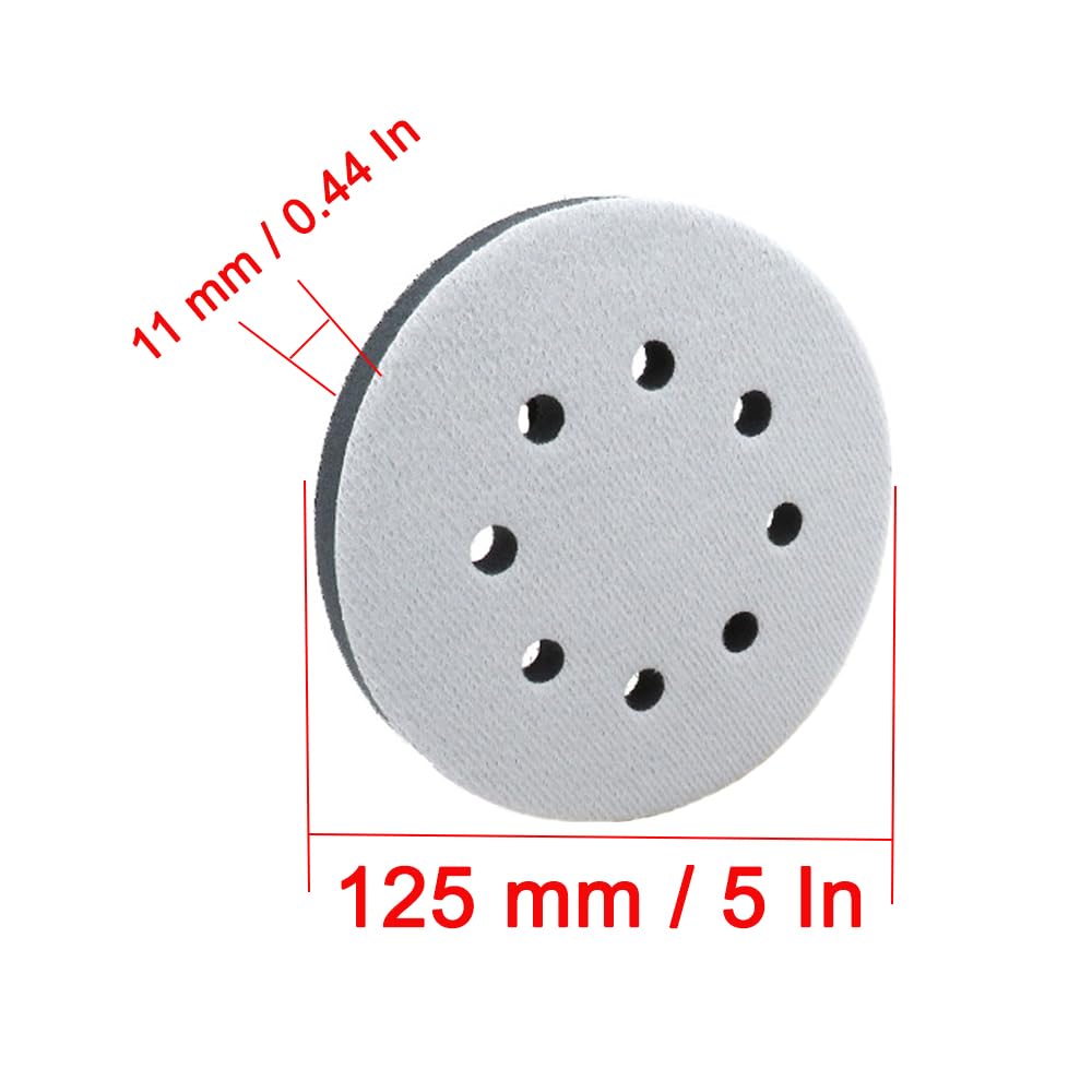 QPINGH 2 Pack 5 Inch Interface Pads - 8 Hole Hook & Loop Backing Pads for Orbital Sanders | Soft Foam Sanding Cushion Pads | Perfect for Woodworking, Auto Body Repair & Surface Finishing